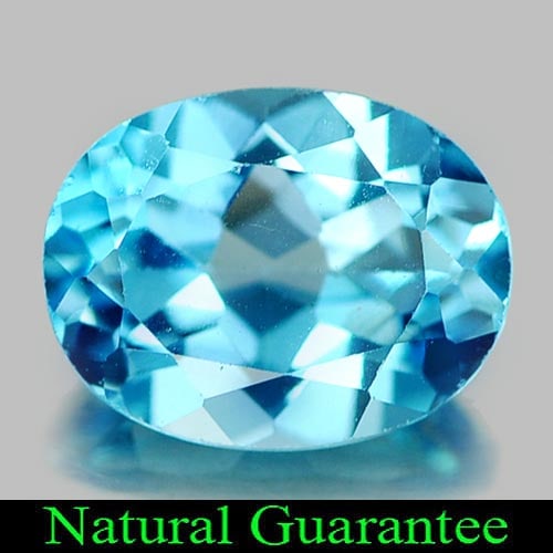 Natural Swiss Blue Topaz 2.33 Ct. Oval Shape 9 x 7 Mm Gemstone From Brazil: Product ID: 807161609 Product Name: Natural Blue Topaz Weight: 2.33 CT. Size: 9 x 7 x 4.7 MM. Shape: Oval Color: Swiss Blue Clarity:VSI Luster: Good Gems Origin: Brazil Treatment: Treated Crystal Stru