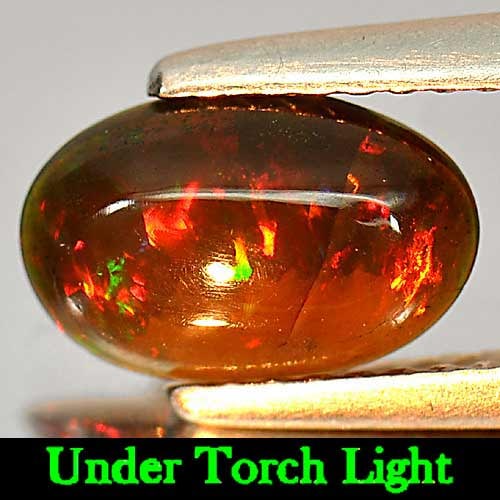 Natural Fire Red Black Opal 0.65 Ct. Oval Cabochon Shape 9.3 x 6 Mm Gemstone from Ethiopia (1 of 3)