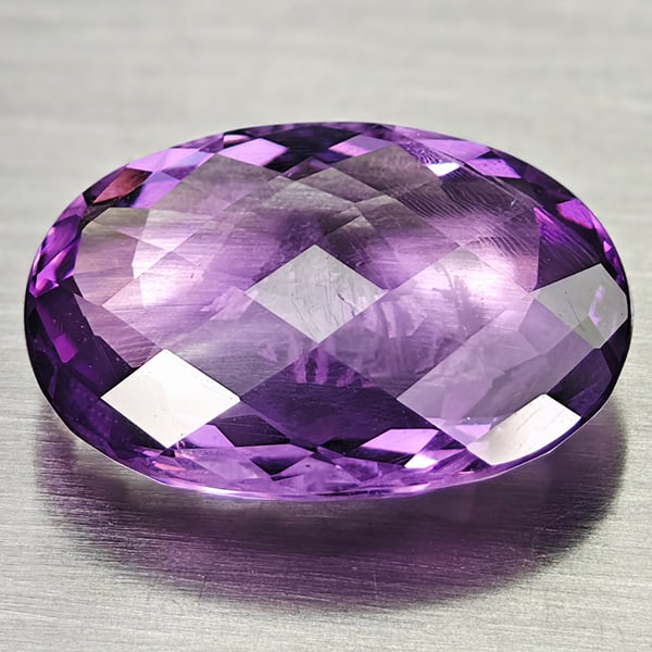 Natural Violet Amethyst 7.57 Ct. VVS Oval Checkerboard Cut 17 x 12.2 Mm Gemstone From Brazil (1 of 3)