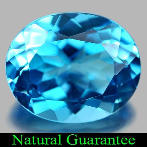 Natural Swiss Blue Topaz 4.54 Ct. VVS Oval Shape 11 x 9 Mm Gemstone From Brazil: Product ID: 807160567 Product Name: Natural Blue Topaz Weight: 4.54 CT. Size: 11 x 9 x 5.7 MM. Shape: Oval Color: Swiss Blue Clarity:VVS Luster: Good Gems Origin: Brazil Treatment: Treated Crystal Str