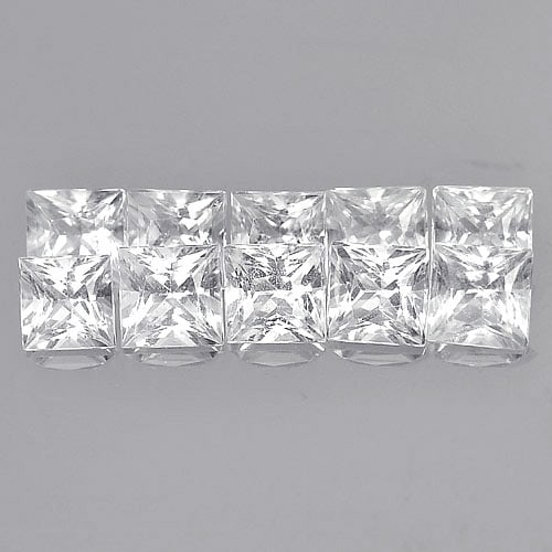 Natural White Topaz 3.66 Ct. 10 Pcs. Square Princess Cut 4 Mm. Gemstone From Brazil: Product ID: 807164819 Product Name: Natural Topaz Weight: 3.66 CT. Size: 4 x 4 x 3 MM. Shape: Square Princess Cut Color: White Clarity:VVS - VSI Luster: Good Gems Origin: Brazil Treatment: Unheated Cr
