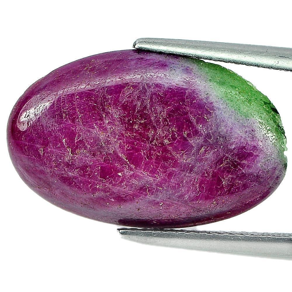 Natural Red Green Ruby in Zoisite 13.34 Ct. Oval Cabochon Shape 22 x 14 Mm. Gemstone From Madagascar (1 of 3)