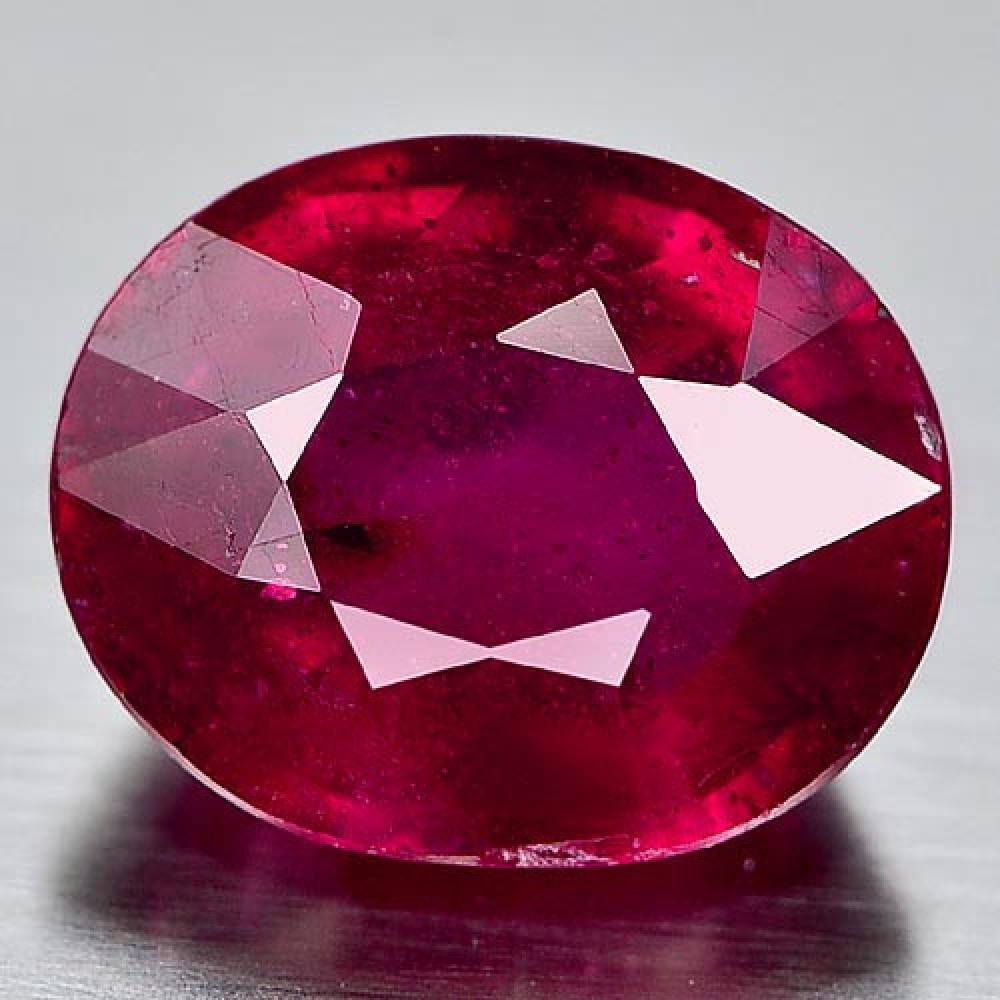 Natural Purplish Red Ruby 4.26 Ct. Oval Shape 10.1 x 8.2 Mm. Gemstone From Mozambique (1 of 3)
