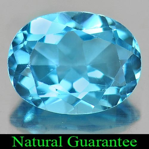 Natural Swiss Blue Topaz 2.26 Ct. Oval Shape 9 x 7 Mm Gemstone From Brazil: Product ID: 807161320 Product Name: Natural Blue Topaz Weight: 2.26 CT. Size: 9 x 7 x 4.6 MM. Shape: Oval Color: Swiss Blue Clarity:VVS Luster: Good Gems Origin: Brazil Treatment: Treated Crystal Stru