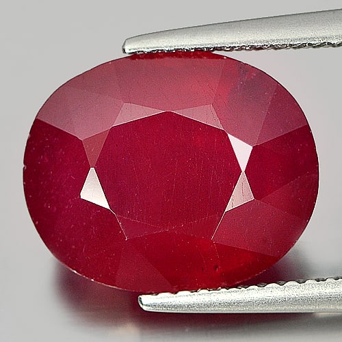 Natural Red Ruby 8.72 Ct. Oval Shape 12.8 x 10.4 Mm. Gemstone From Mozambique (1 of 3)
