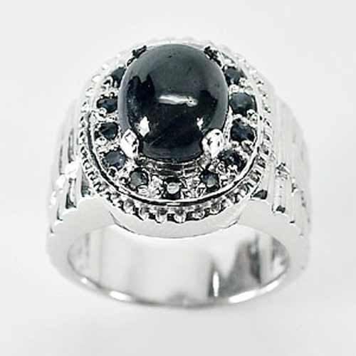 Natural Black Sapphire 925 Sterling Silver Jewelry 10.06 Grams Ring Size 8 (1 of 3)