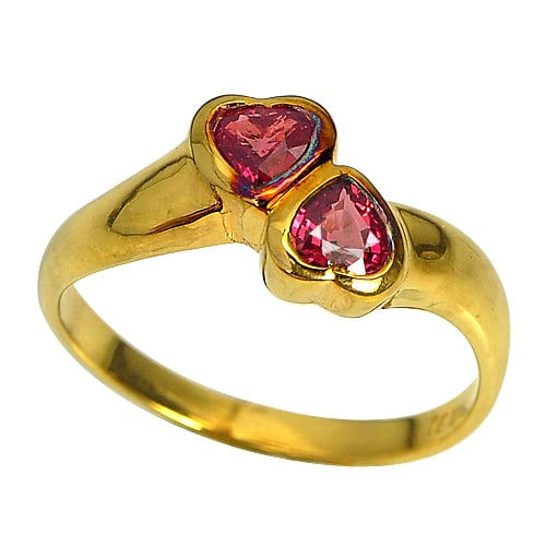 Natural Pinkish Red Ruby 18K Yellow Gold Jewelry 3.40 Grams Ring Size 6.5 (1 of 3)