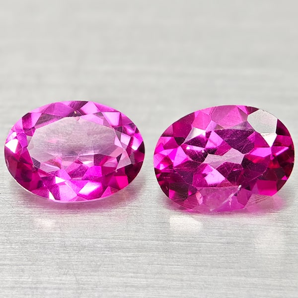 Natural Pink Topaz 2.96 Ct. 2 Pcs. Clean Oval Shape 8.1 x 6 Mm Gemstone From Brazil: Product ID: 807168239 Product Name: Natural Topaz Weight: 2.96 CT. Size: 8.1 x 6 x 3.6 MM. Shape: Oval Shape Color: Pink Clarity:IF Luster: Very Good Gems Origin: Brazil Treatment: Treated Crystal Str