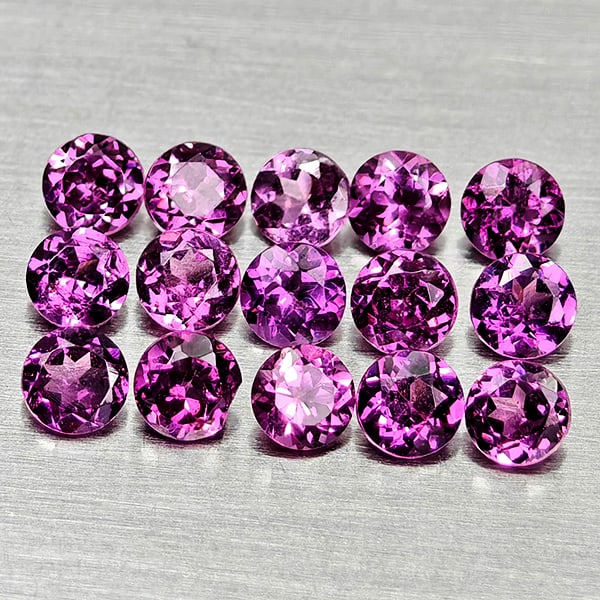 Natural Purplish Pink Rhodolite Garnet 1.34 Ct. 15 Pcs Round Shape 2.5 Mm Gemstones From Madagascar (1 of 3)