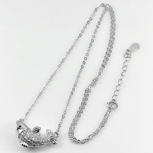 925 Sterling Silver Necklace Jewelry Fish Fancy Design 2.70 Grams Length 18 Inch.: Product ID: 280540156 / Product Type: 925 Sterling Silver Fine Jewelry / Jewelry Weight: 2.70 Grams. / Gemstones Color: Silver / Metal: Solid Silver 92.5%. / Gemstone Detail: About 2.70 Grams. And Whi