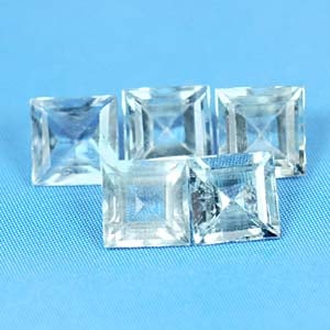 Natural Light Blue Aquamarine 1.58 Ct. 5 Pcs. Square Shape 4.2 Mm. Gemstone From Brazil (1 of 3)