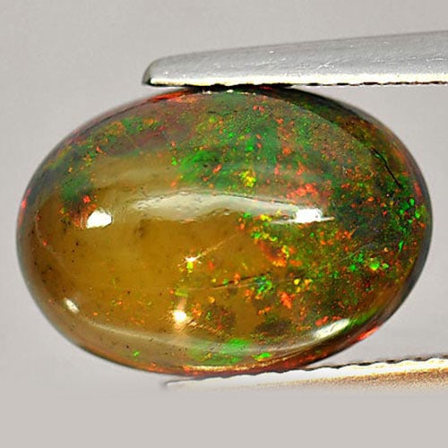 Natural Fire Red Black Opal 2.74 Ct. Oval Cabochon Shape 12.7 x 9 Mm. Gemstone From Ethiopia (1 of 3)