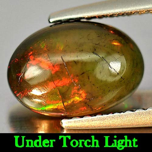 Natural Fire Red Black Opal 1.33 Ct. Oval Cabochon Shape 10.2 x 7 Mm. Gemstone From Ethiopia (1 of 3)