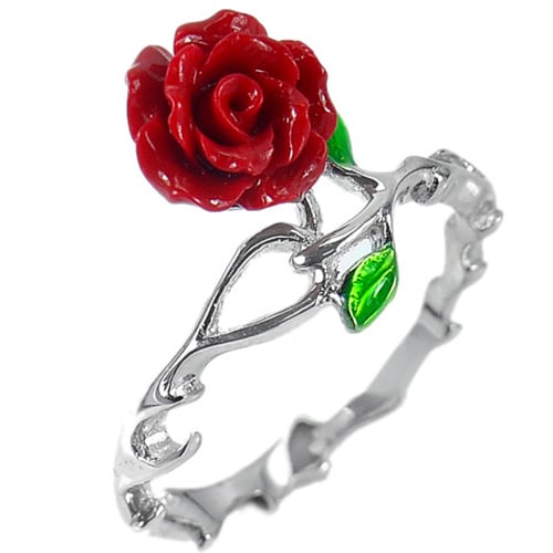925 Sterling Silver Ring Jewelry 2.56 Grams Beautiful Rose Red Resin Design Size 8: Product ID: 200107326 Product Type: 925 Sterling Silver Fine Jewelry Jewelry Weight: 2.56 Grams. Ring Size: 8 Resizable(Fee) Gemstones Color: Red Metal: Solid Silver 92.5%. Gemstone Detail: Center: Re