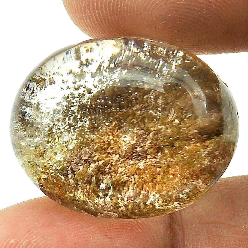 Natural Moss Quartz 50.54 Ct. Oval Cabochon Shape 25 x 20 Mm. Gemstone From Thailand: Product ID: 805529235 Product Name: Natural Quartz Weight: 50.54 CT. Size: 25 x 20 x 13.5 MM. Shape: Oval Cabochon Color: White Clarity:Semi - Transparent Luster: Good Gems Origin: Thailand Treatment: