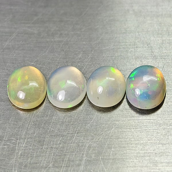 Natural Multi-Color Play Of Colour Opal 2.64 Ct. 4 Pcs Oval Cabochon Shape 7.9 x 6 Mm Gemstones From (1 of 3)