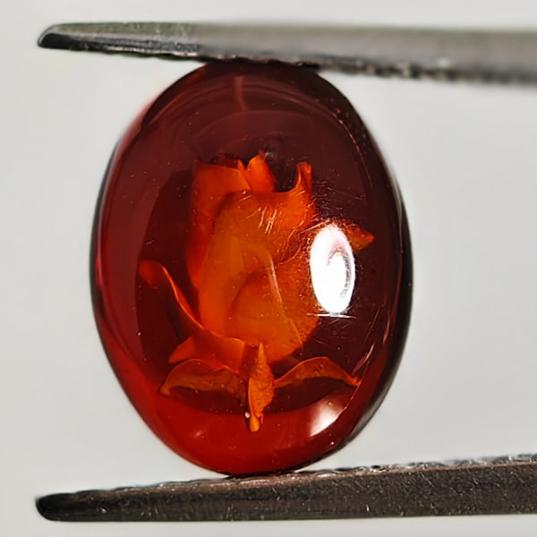 Natural Amber 0.71 Ct. Flower Carving In Oval Cabochon Shape 9.9 x 7.9 Mm Gemstone: Product ID: 819090980 Product Name: Natural Amber Weight: 0.71 CT. Size: 9.9 x 7.9 x 3.2 MM. Shape: Oval Cabochon Color: Brown Yellow Clarity:Semi - Transparent Luster: Good Gems Origin: Poland Treatm