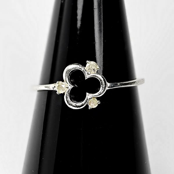 Natural Light Champagne Diamond 0.07 Ct. 925 Sterling Silver Ring Jewelry 0.92 Grams Size 7 (1 of 3)