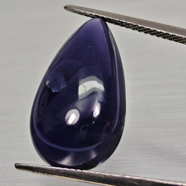 Natural Blue Diffusion Sapphire 12.58 Ct. Pear Cabochon Shape 21 x 12.3 Mm Gemstone From Madagascar (1 of 3)
