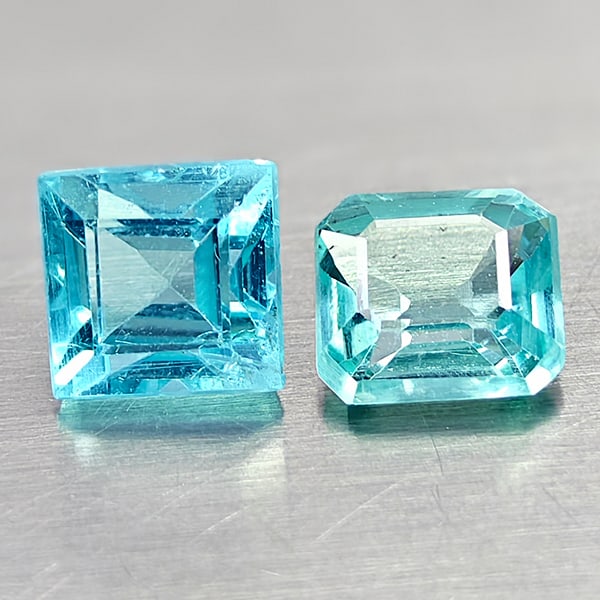 Natural Paraiba Color Apatite 1.63 Ct. 2 Pcs Mixed Shape 5.1 x 4.9 Mm Gemstones From Tanzania (1 of 3)