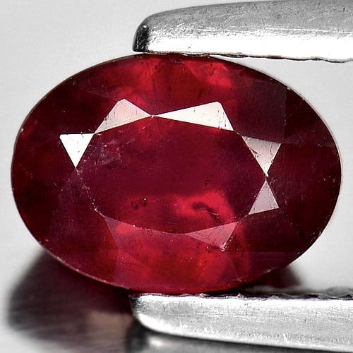 Natural Purplish Red Ruby 1.35 Ct. Oval Shape 7 x 5 x 4 Mm. Gemstone From Mozambique (1 of 3)