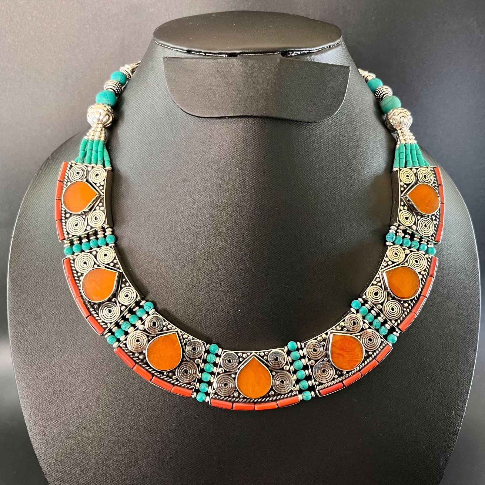 New Arrival - Copal & Coral Handmade Choker Necklace (1 of 3)