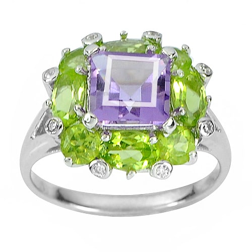 Natural Amethyst Peridot 925 Sterling Silver Ring Jewelry 5.89 Grams Size 9 (1 of 3)