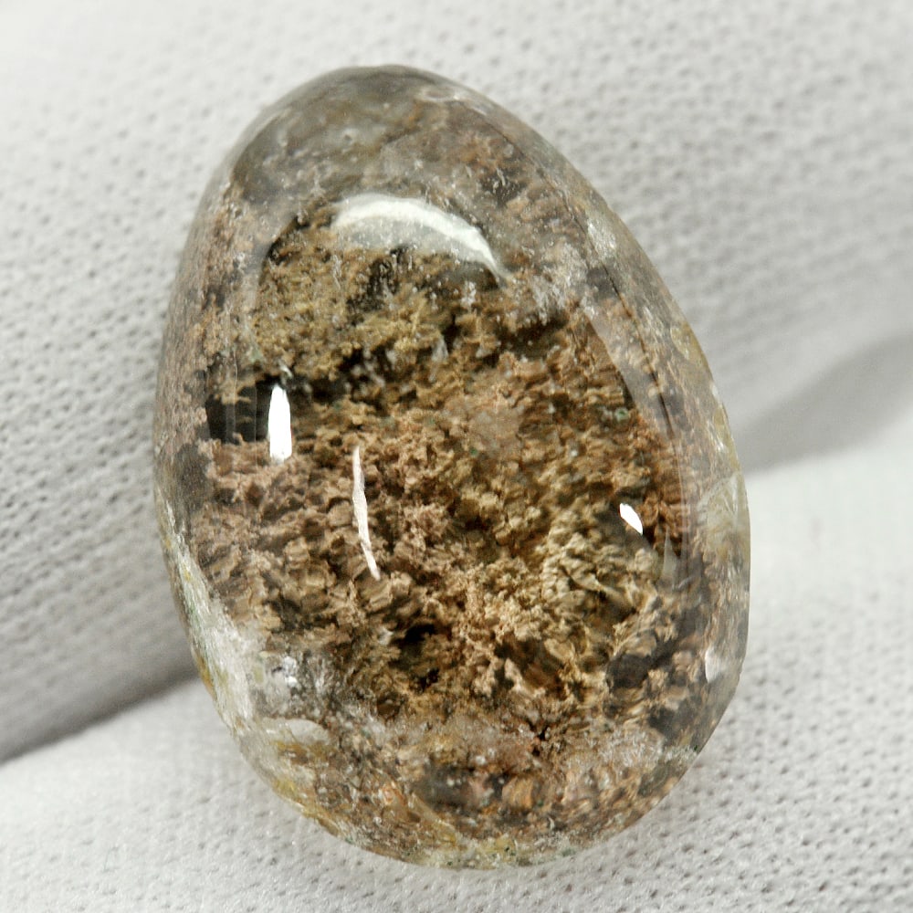 Natural Moss Quartz 22.61 Ct. Pear Cabochon Shape 22 x 16 Mm. Gemstone From Thailand (1 of 3)