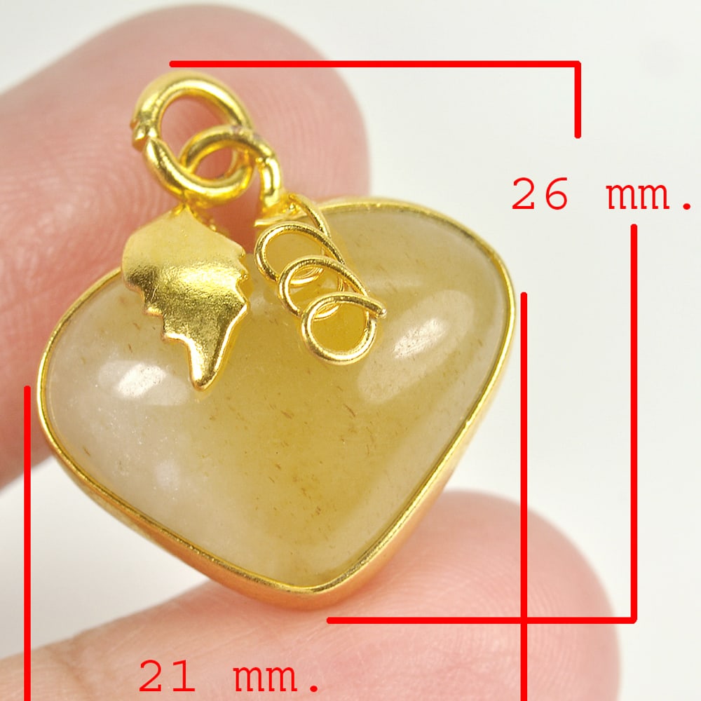 Natural Honey Jade Heart Nickel Pendant 26 x 21 Mm. 31.99 Ct. Gemstone (1 of 3)
