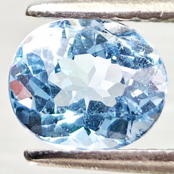 Natural Blue Aquamarine 1.10 Ct. Oval Shape 7 x 6 Mm. Gemstone From Brazil: Product ID: 800812038 Product Name: Natural Aquamarine Weight: 1.10 CT. Size: 7 x 6 x 4.6 MM. Shape: Oval Color: Light Blue Clarity:VSI Luster: Good Gems Origin: Brazil Treatment: Unheated Crystal Str