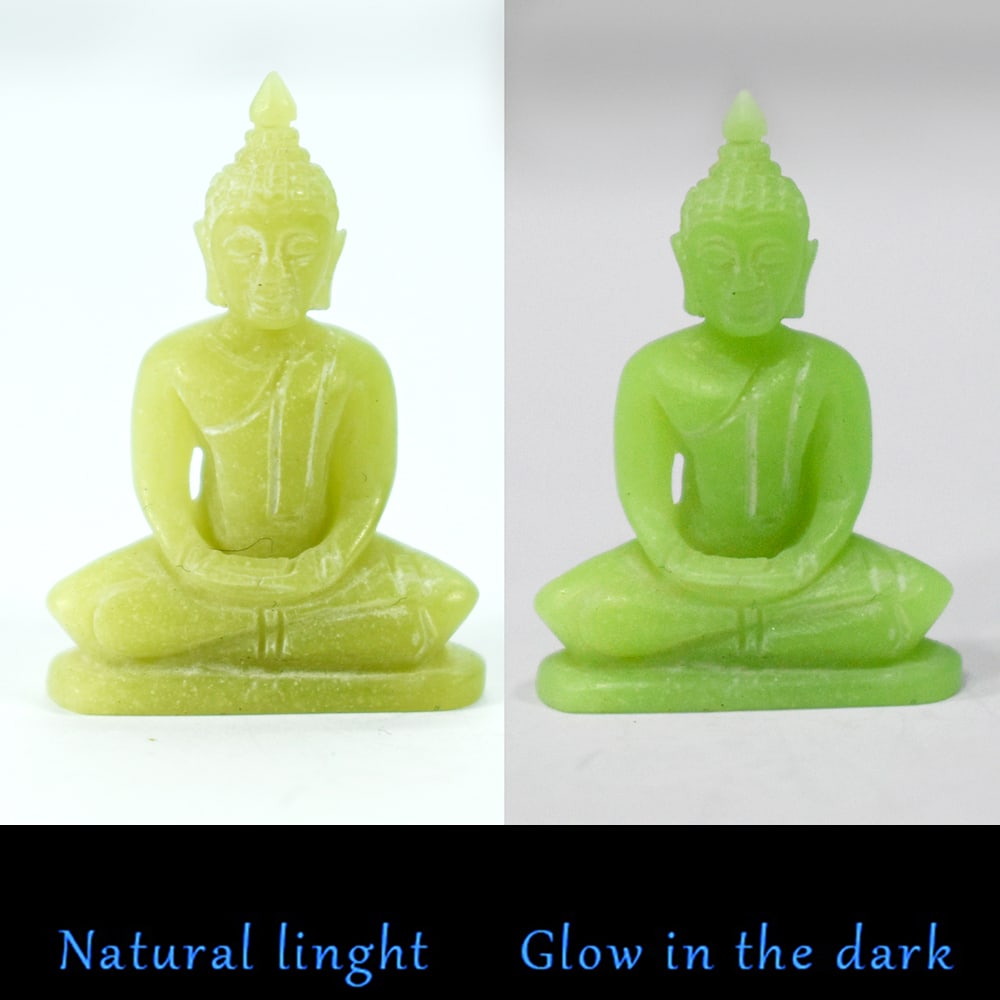 Natural Fluorescent 33.70 Ct. Buddha Carving Size 10 x 23 Mm. Gemstone: Product ID: 818102401 Product Name: Natural Gemstones Weight: 33.70 CT. Size: 10 x 23 x 30 MM. Shape: Caving Color: Green Clarity:Opaque Luster: Good Gems Origin: Burma Treatment: Unheated Crystal Str