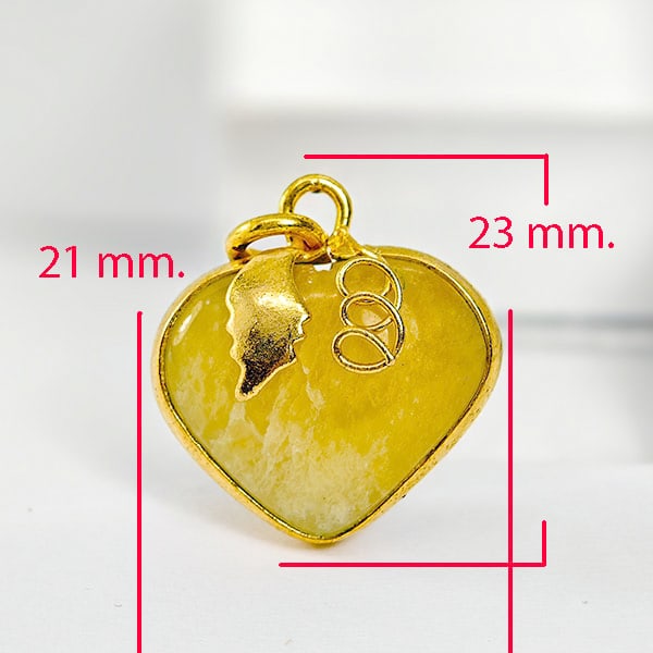 Natural Honey Jade 33.93 Ct. Heart Nickel Pendant 23 x 21 Mm. Gemstone From Thailand (1 of 3)