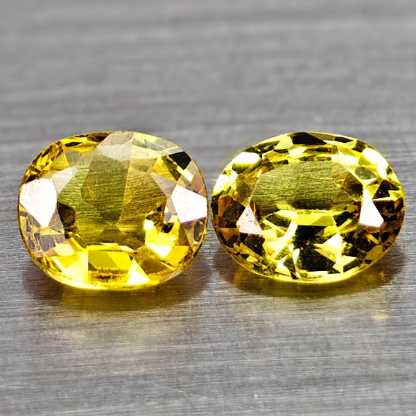 Natural Yellow Sapphire 0.97 Ct. 2 Pcs Oval Shape 5.2 Mm Gemstones From Thailand: Product ID: 806161999 Product Name: Natural Yellow Sapphire Weight: 0.97 CT. Size: 5.2 x 4.4 x 2.4 MM. Shape: Oval Color: Yellow Clarity:VSI Luster: Good Gems Origin: Thailand Treatment: Heated Crysta