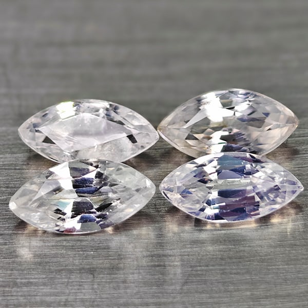 Natural White Zircon 2.50 Ct. 4 Pcs. Marquise Shape 7 x 3.7 Mm Gemstones From Cambodia (1 of 3)