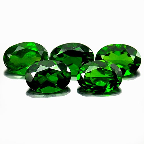 Natural Green Chrome Diopside 3.98 Ct. 5 Pcs. Oval Shape 7 x 5 Mm. Gemstone (1 of 3)