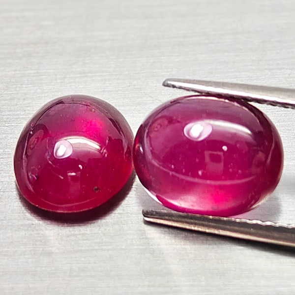 Natural Purplish Red Ruby 8.06 Ct. 2 Pcs Oval Cabochon Shape Gemstones From Madagascar (1 of 3)