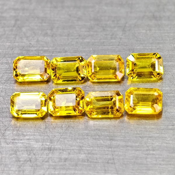 Natural Yellow Ceylon Sapphire 1.21 Ct. 8 Pcs. Octagon Shape 3.4 x 2.6 Mm. Gemstones From Sri -: Product ID: 806162017 Product Name: Natural Yellow Sapphire Weight: 1.21 CT. Size: 3.4 x 2.6 x 1.5 MM. Shape: Octagon Color: Yellow Clarity:VSI Luster: Good Gems Origin: Sri - Lanka Treatment: Heated 