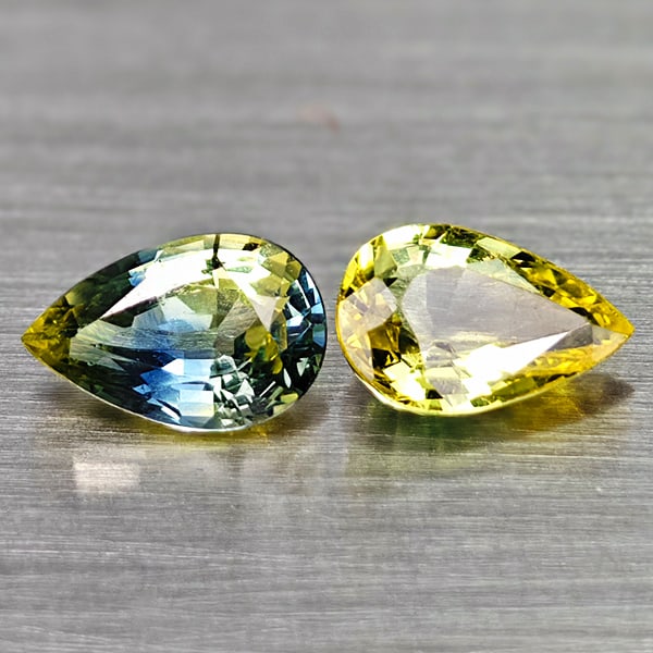 Natural Fancy Color Songea Sapphire 0.97 Ct. 2 Pcs Pear Shape 6.2 x 4 Mm Gemstones From Tanzania: Product ID: 806162128 Product Name: Natural Fancy Color Sapphire Weight: 0.97 CT. Size: 6.2 x 4 x 2.6 MM. Shape: Pear Shape Color: Fancy Color Clarity:VSI Luster: Good Gems Origin: Tanzania Treatment: