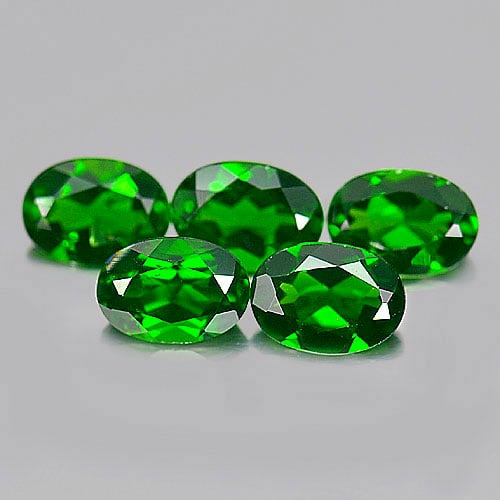 Natural Green Chrome Diopside 4.03 Ct. Oval Shape 5 Pcs. 7.2 x 5.2 Mm. Gemstones From Russia (1 of 3)