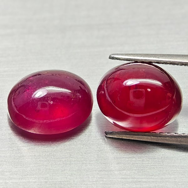 Natural Purplish Red Ruby 10.26 Ct. 2 Pcs Oval Cabochon Shape Gemstones From Madagascar (1 of 3)