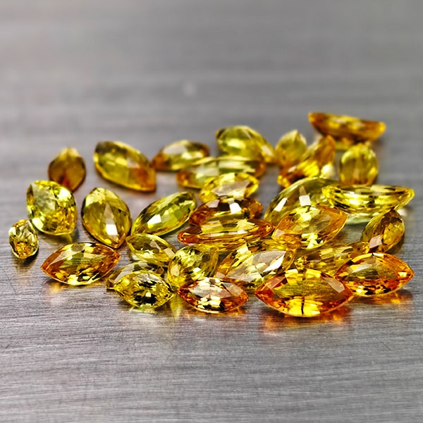 Natural Yellow Songea Sapphire 3.18 Ct. 30 Pcs Marquise Shape 4.8 x 2.5 Mm Gemstones From Tanzania: Product ID: 806161983 Product Name: Natural Yellow Sapphire Weight: 3.18 CT. Size: 4.8 x 2.5 x 1.5 MM. Shape: Marquise Shape Color: Yellow Clarity:VVS - VSI Luster: Good Gems Origin: Tanzania Treatmen