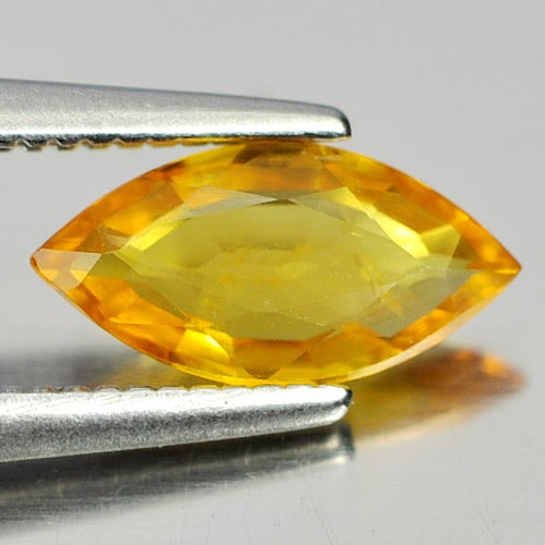 Natural Yellow Sapphire 0.79 Ct. Marquise Shape 9.2 x 4.6 Mm. Gemstone From Thailand: Product ID: 806158697 Product Name: Natural Yellow Sapphire Weight: 0.79 CT. Size: 9.2 x 4.6 x 2.2 MM. Shape: Marquise Color: Yellow Clarity:SI1 Luster: Good Gems Origin: Thailand Treatment: Heated Cr