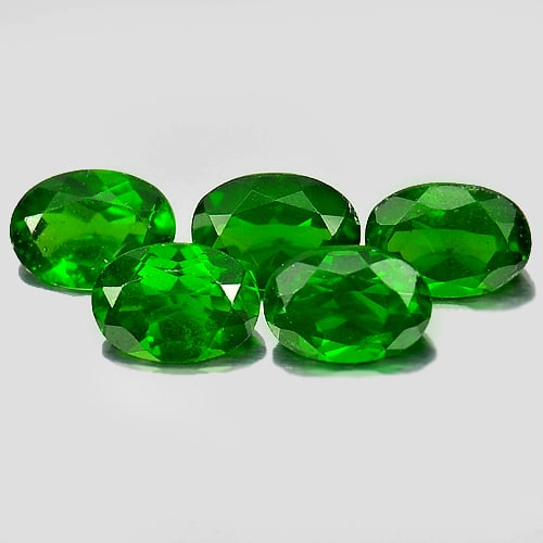 Natural Green Chrome Diopside 4.18 Ct. 5 Pcs. Oval Shape 7 x 5 Mm. Gemstones (1 of 3)