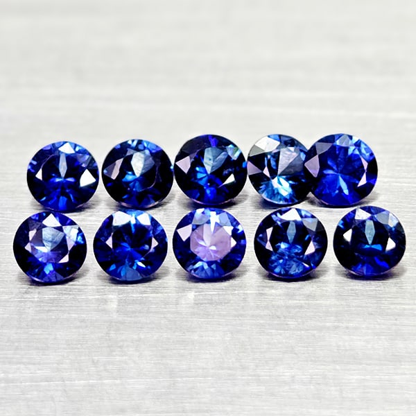 Natural Diffusion Blue Ceylon Sapphire 1.06 Ct. 10 Pcs Round Diamond Cut 2.9 Mm Gemstones From Sir - (1 of 3)