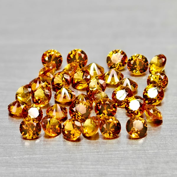Natural Orange Songea Sapphire 2.25Ct. 35 Pcs Round Diamond Cut 2.2 Mm Gemstones From Tanzania: Product ID: 806162374 Product Name: Natural Orange Sapphire Weight: 2.25 CT. Size: 2.2 x 2.2 x 1.6 MM. Shape: Round Diamond Cut Color: Orange Clarity:VSI Luster: Good Gems Origin: Tanzania Treatment: 