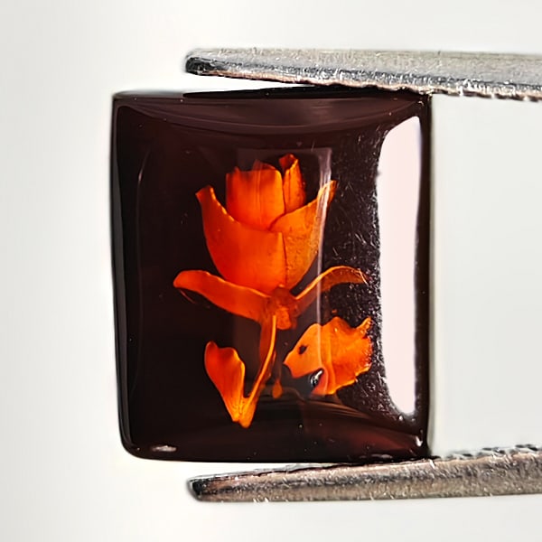 Natural Brown Yellow Amber 0.75 Ct. Flower Carving In Baguette Cabochon Shape 9.7 x 8.4 Mm Gemstone: Product ID: 819090982 Product Name: Natural Amber Weight: 0.75 CT. Size: 9.7 x 8.4 x 2.3 MM. Shape: Baguette Color: Brown Yellow Clarity:Semi - Transparent Luster: Good Gems Origin: Poland Treatment: 