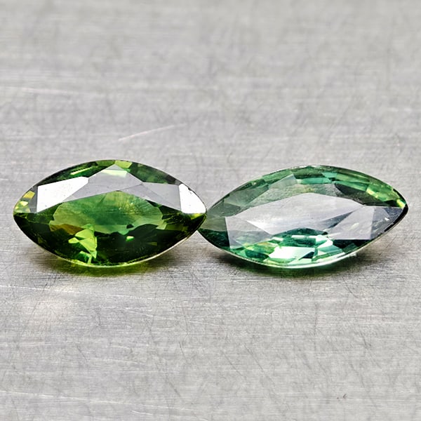 Natural Green Sapphire 1.13 Ct. 2 Pcs Marquise Shape 7.7 x 4.1 Mm Gemstones From Thailand: Product ID: 806162009 Product Name: Natural Green Sapphire Weight: 1.13 CT. Size: 7.7 x 4.1 x 2 MM. Shape: Marquise Shape Color: Green Clarity:VSI Luster: Good Gems Origin: Thailand Treatment: Heated 