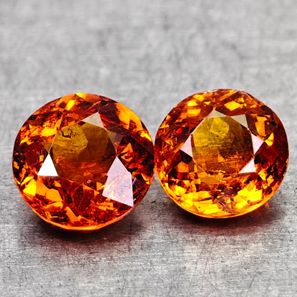 Natural Orange Spessartine Garnet 1.33 Ct. 2 Pcs Round Shape 5 Mm Gemstones From Nigeria (1 of 3)