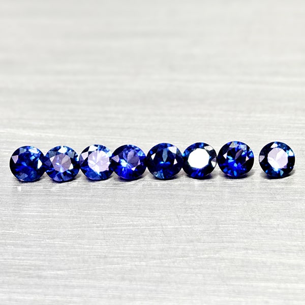 Natural Diffusion Blue Ceylon Sapphire 0.77 Ct. 8 Pcs Round Diamond Cut 2.8 Mm Gemstones From Sri - (1 of 3)
