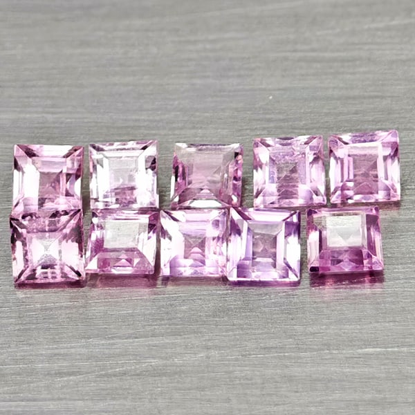 Natural Pink Sapphire 1.07 Ct. 10 Pcs Square Shape Gemstones From Madagascar (1 of 3)